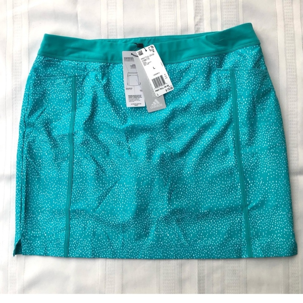 Adidas Adistar skort skirt golf tennis pickle ball NWT women’s large teal dot